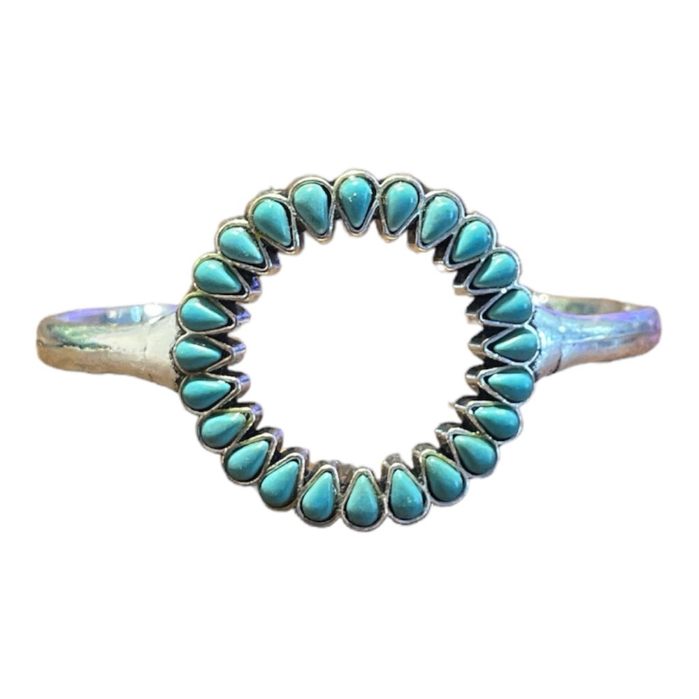 Silvertone and Turquoise Color Cuff Braclet